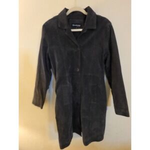 Coolwear Outerwear Women's Size Large Brown Suede Lined Long‎ Fitted Jacket Y2K